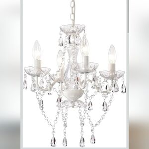 Elegant White Chrystal Acrylic  Small Chandelier 4 Lights